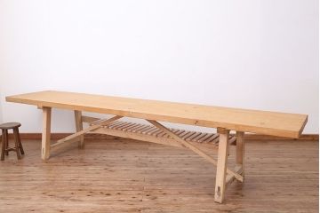 アンティーク家具　アンティーク　特大!天板無垢材一枚板幅3.6m　特大作業台(テーブル、陳列台)