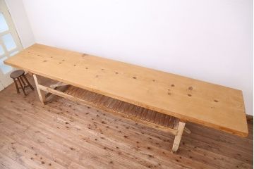 アンティーク家具　アンティーク　特大!天板無垢材一枚板幅3.6m　特大作業台(テーブル、陳列台)(2)