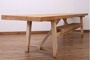 アンティーク家具　アンティーク　特大!天板無垢材一枚板幅3.6m　特大作業台(テーブル、陳列台)(2)