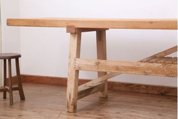 アンティーク家具　アンティーク　特大!天板無垢材一枚板幅3.6m　特大作業台(テーブル、陳列台)(2)