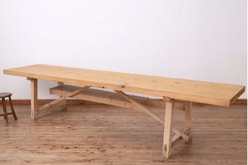 アンティーク家具　アンティーク　特大!天板無垢材一枚板幅3.6m　特大作業台(テーブル、陳列台)(2)