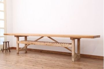 アンティーク家具　アンティーク　天板無垢材の特大作業台(幅3.6m)　