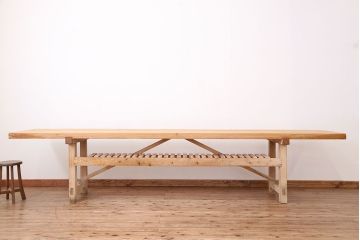 アンティーク家具　アンティーク　天板無垢材の特大作業台(幅3.6m)　