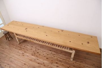 アンティーク家具　アンティーク　天板無垢材の特大作業台(幅3.6m)　
