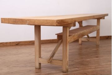 アンティーク家具　アンティーク　天板無垢材の特大作業台(幅3.6m)　