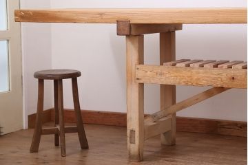 アンティーク家具　アンティーク　天板無垢材の特大作業台(幅3.6m)　