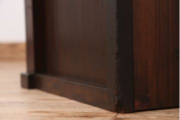 アンティーク家具　☆アンティーク　重厚!古い欅材の結霜ガラス二段重ね食器棚(収納棚)