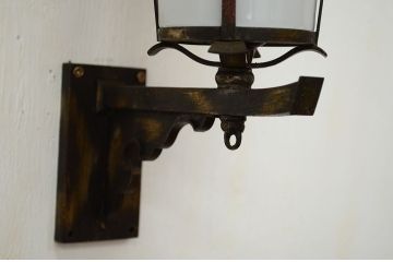 大正期!古い真鍮枠乳白ガラスウォールランプ(電笠照明)