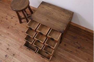 アンティーク家具　古民具・骨董　古い商家の帳場小箪笥(小引き出し・帳場箪笥)