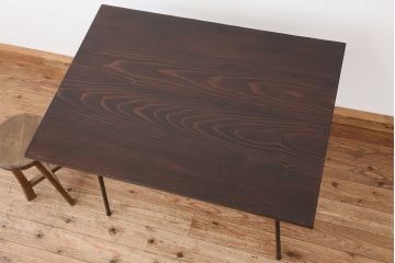 アンティーク家具　アンティーク　古材天板のアイアンテーブル(作業台、机)