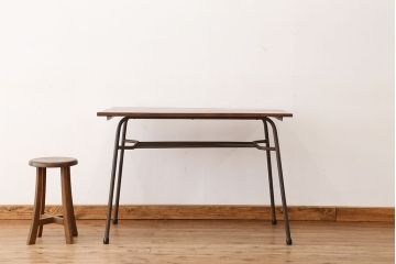 アンティーク家具　アンティーク　古材天板のアイアンテーブル(作業台・机)