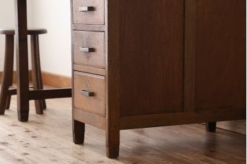 アンティーク家具　アンティーク　古いタモ材の片袖机