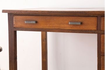 アンティーク家具　アンティーク　古いタモ材の片袖机
