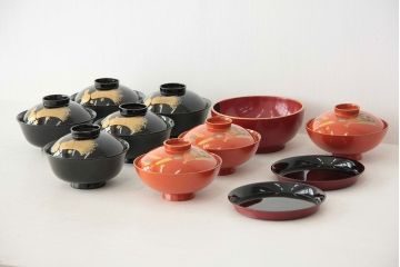 アンティーク雑貨　アンティーク　大正〜昭和初期!古い蒔絵の木製お椀など11点(漆器)