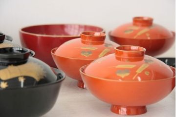 アンティーク雑貨　アンティーク　大正〜昭和初期!古い蒔絵の木製お椀など11点(漆器)