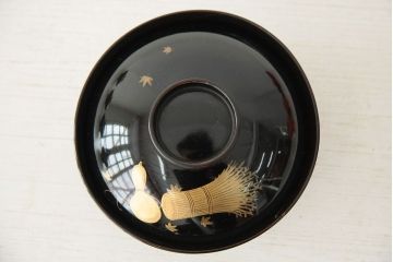 アンティーク雑貨　アンティーク　大正〜昭和初期!古い蒔絵の木製お椀など11点(漆器)