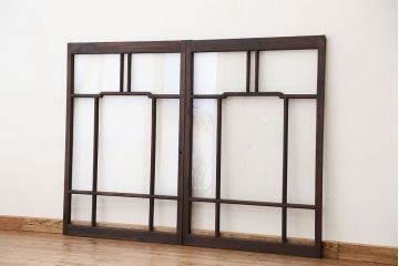 素敵なデザイン!大正ロマン　変わり型引き戸2枚セット?(建具、ガラス戸)
