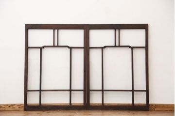 素敵なデザイン!大正ロマン　変わり型引き戸2枚セット?(建具、ガラス戸)