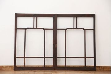 素敵なデザイン!大正ロマン　変わり型引き戸2枚セット?(建具、ガラス戸)