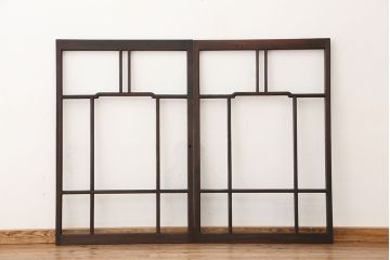 素敵なデザイン!大正ロマン　変わり型引き戸2枚セット(2)(建具、ガラス戸)