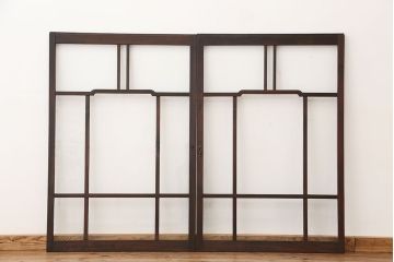 素敵なデザイン!大正ロマン　変わり型引き戸2枚セット(2)(建具、ガラス戸)