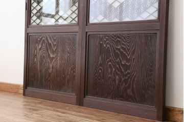★アンティーク　組子ガラス帯戸　2枚セット