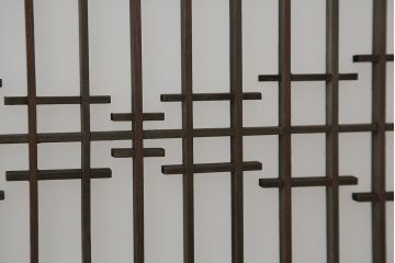 ★古民具・骨董　組子ガラス帯戸　2枚セット
