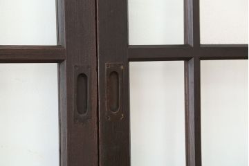 アンティーク家具　アンティーク　総欅!特別注文造り　重厚なガラス戸　4枚セット(建具、引き戸)