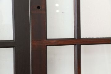 アンティーク家具　アンティーク　総欅!特別注文造り　重厚なガラス戸　4枚セット(建具、引き戸)