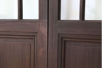 アンティーク家具　アンティーク　総欅!特別注文造り　重厚なガラス戸　4枚セット(建具、引き戸)