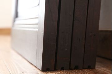 アンティーク家具　アンティーク　総欅!特別注文造り　重厚なガラス戸　4枚セット(建具、引き戸)