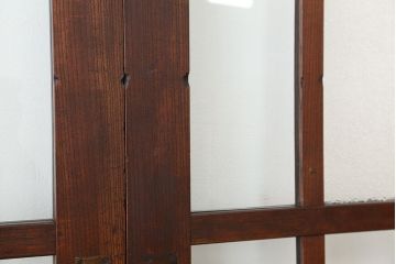アンティーク家具　アンティーク　総欅!特別注文造り　重厚なガラス戸　4枚セット(建具、引き戸)