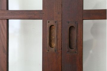 アンティーク家具　アンティーク　総欅!特別注文造り　重厚なガラス戸　4枚セット(建具、引き戸)