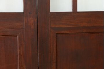 アンティーク家具　アンティーク　総欅!特別注文造り　重厚なガラス戸　4枚セット(建具、引き戸)