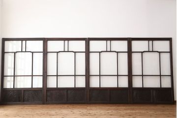 アンティーク　大正ロマン　変わり型ガラス戸　4枚セット?(建具、引き戸)