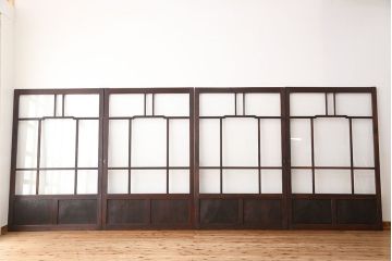 アンティーク　大正ロマン　変わり型ガラス戸　4枚セット?(建具、引き戸)