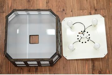 特大!鉄製枠・格子網目の吊り下げ照明(電笠)