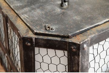 特大!鉄製枠・格子網目の吊り下げ照明(電笠)