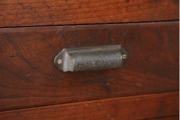 アンティーク家具　☆アンティーク　前面欅!モールガラス二段重ね食器棚(収納棚)