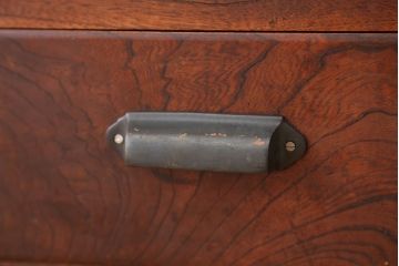 アンティーク家具　☆アンティーク　前面欅!モールガラス二段重ね食器棚(収納棚)