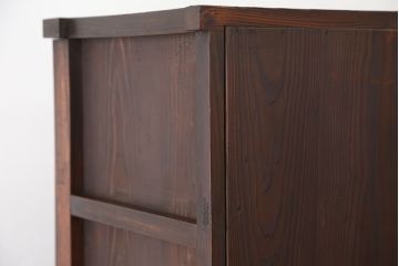 アンティーク家具　☆アンティーク　前面欅!モールガラス二段重ね食器棚(収納棚)