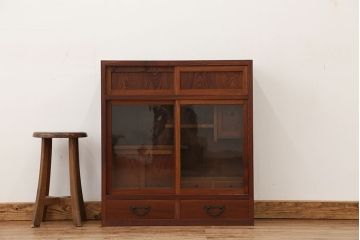 アンティーク家具　アンティーク　古い欅材の小さな茶箪笥