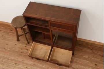 アンティーク家具　アンティーク　古い欅材の小さな茶箪笥