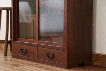 アンティーク家具　アンティーク　古い欅材の小さな茶箪笥