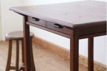 アンティーク家具　アンティーク　総欅!最高級上質な両面引き出し平机(テーブル)