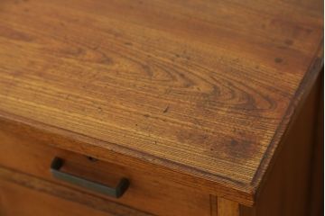 アンティーク家具　アンティーク　古いナラ材の大振りな片袖机