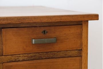 アンティーク家具　アンティーク　古いナラ材の大振りな片袖机