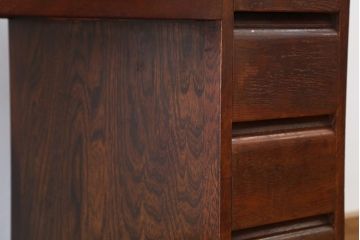 アンティーク家具　アンティーク　素敵なデザイン!古いタモ材の片袖机