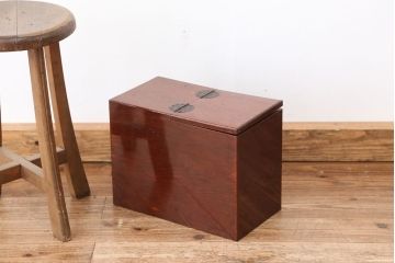 アンティーク雑貨　高級!漆の綺麗なケヤキ玉杢の小引き出し(針箱・裁縫箱)