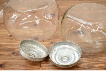 アンティーク雑貨　昭和レトロ　古い駄菓子屋のガラス瓶2個セット(猫ビン)(3)